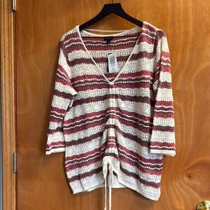 Striped Knit Top with Drawstring
